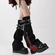 Plaid Denim Strap Leg Warmers product image 2
