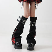 Plaid Denim Strap Leg Warmers product image 6