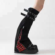 Plaid Denim Strap Leg Warmers product image 3