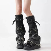 Vintage Grey Denim Buckle Leg Warmers product image 4