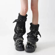 Vintage Grey Denim Buckle Leg Warmers product image 6