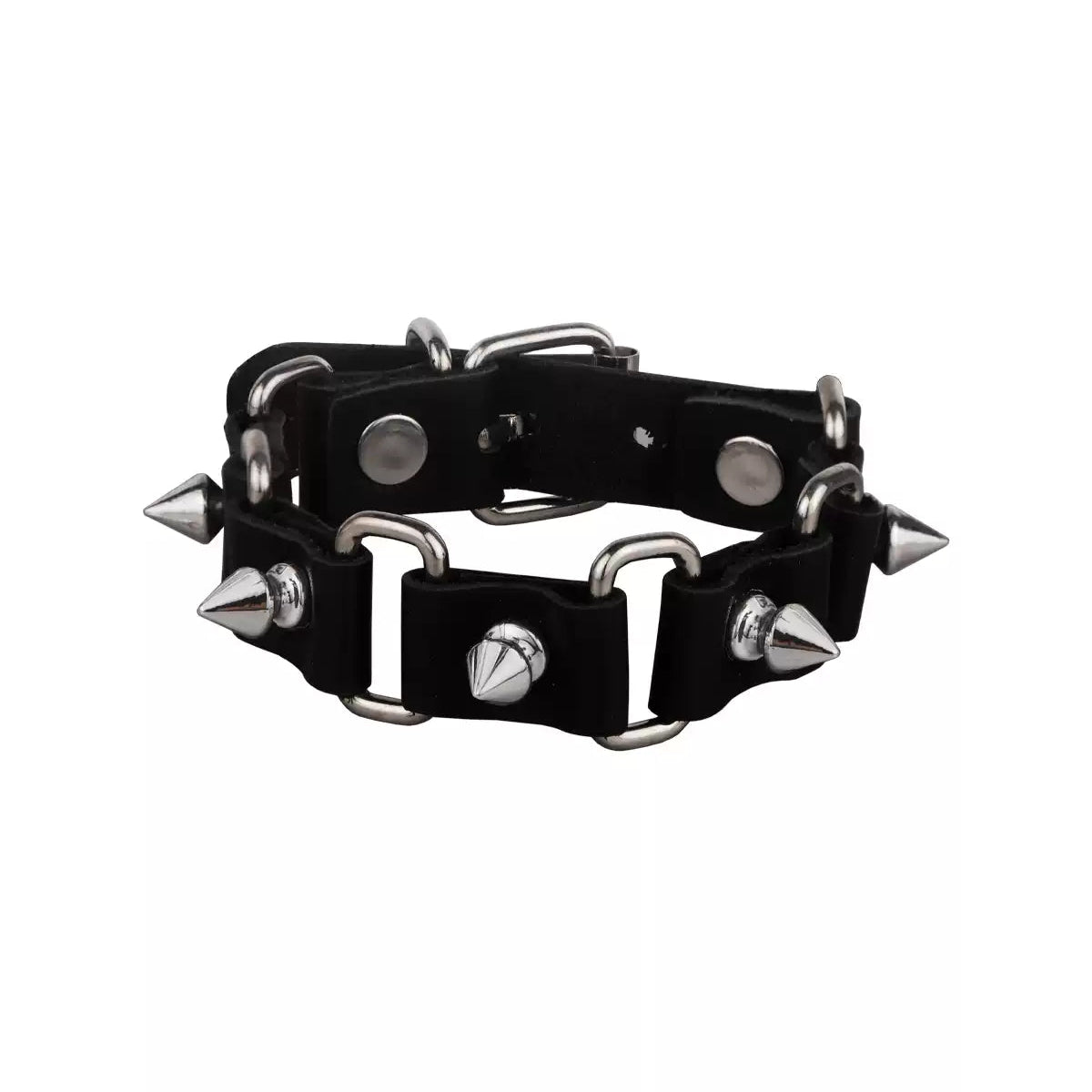 Ring-Link Spike Leather Bracelet product image 1