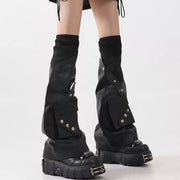 Black Utility Pocket PU Leg Warmers product image 1