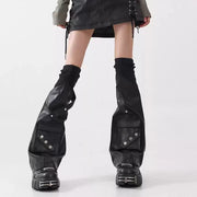 Black Utility Pocket PU Leg Warmers product image 2