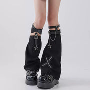 Star Bow Buckle Denim Leg Warmers product image 1