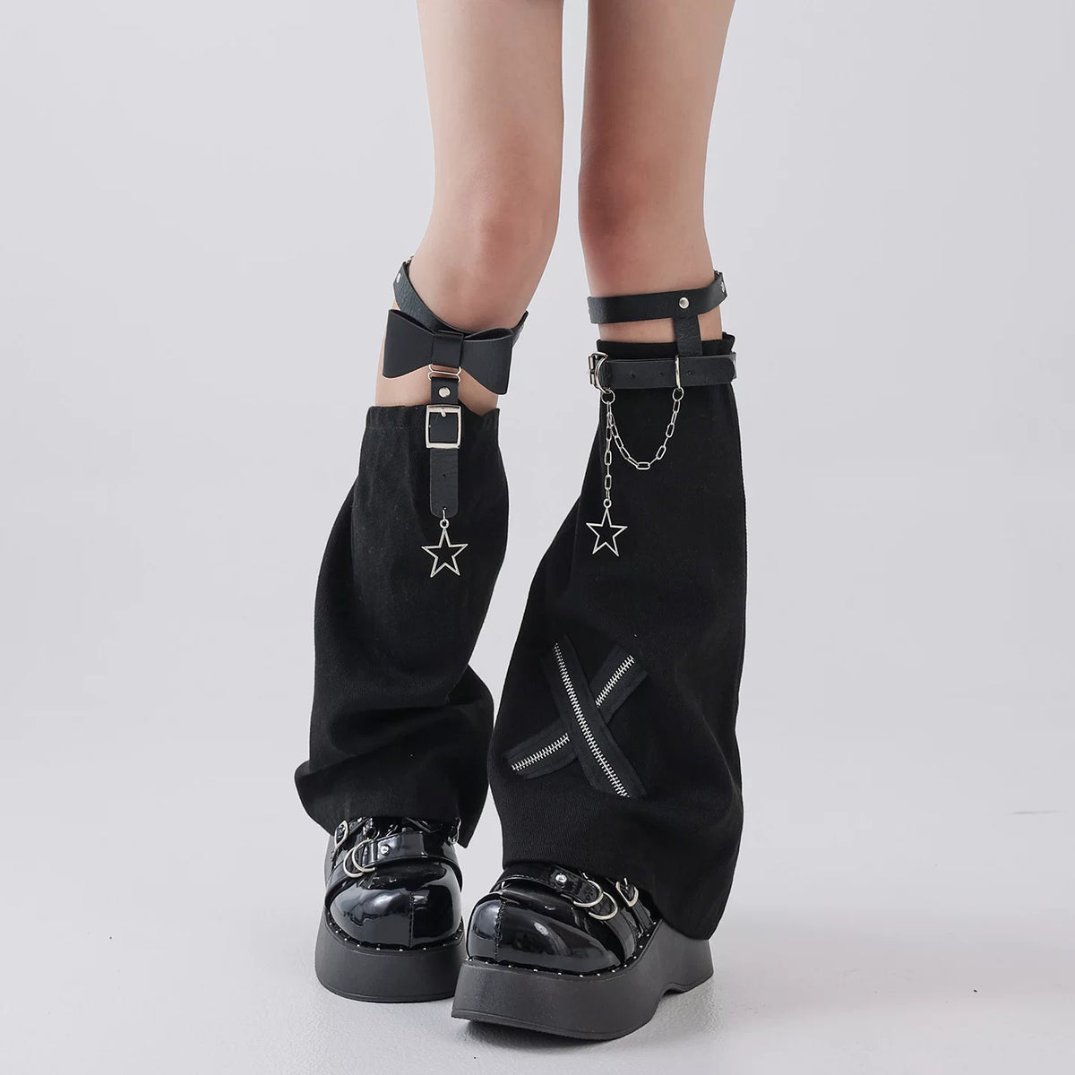 Star Bow Buckle Denim Leg Warmers product image 6