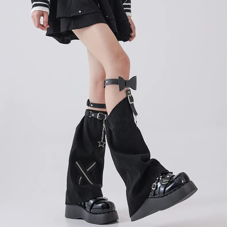 Star Bow Buckle Denim Leg Warmers product image 7