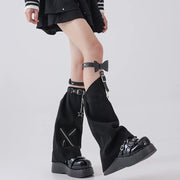 Star Bow Buckle Denim Leg Warmers product image 7