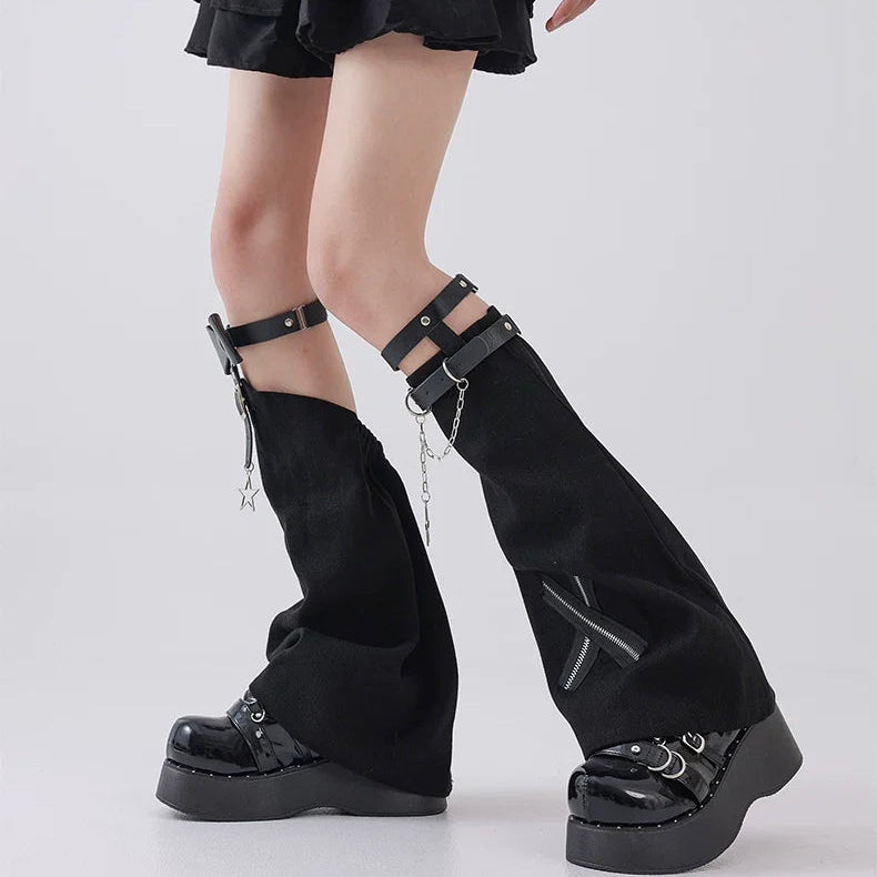 Star Bow Buckle Denim Leg Warmers product image 3