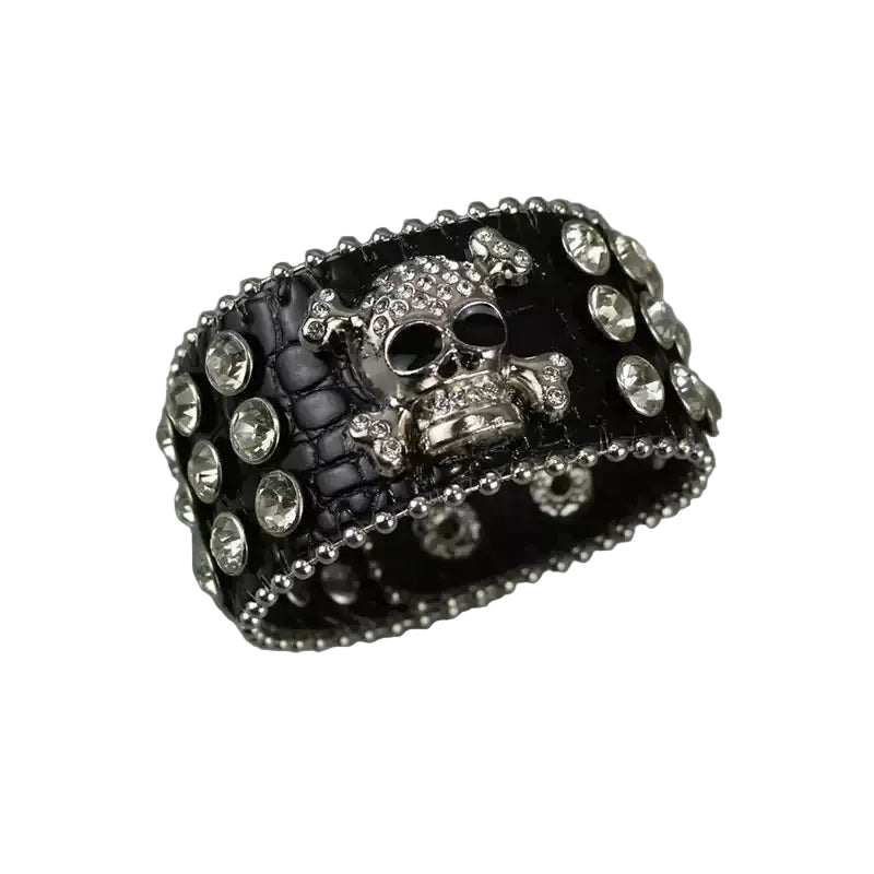 Rhinestone Skull Wide Cuff Bracelet product image 1