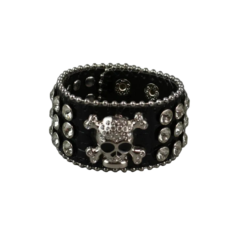 Rhinestone Skull Wide Cuff Bracelet product image 2