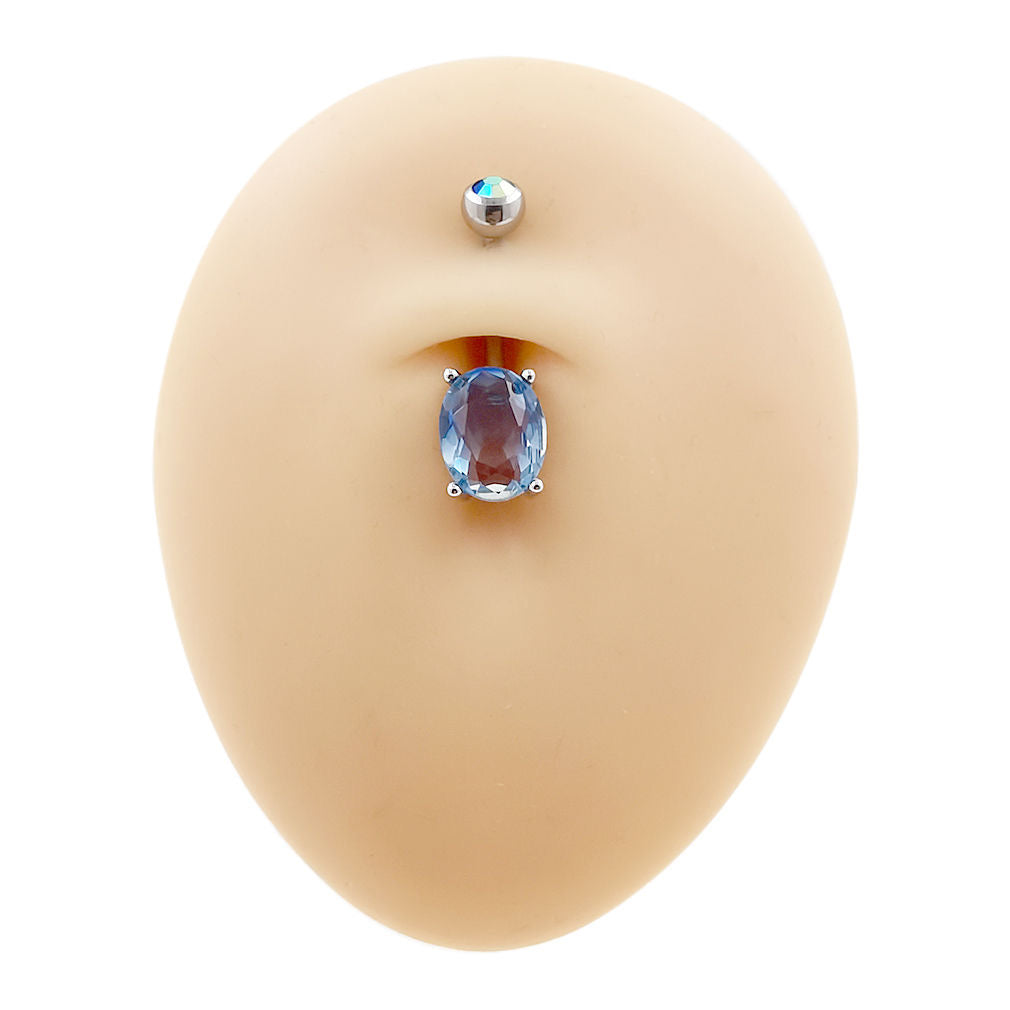 Rizznova Blue Gemstone Belly Button Ring- 1.6mm