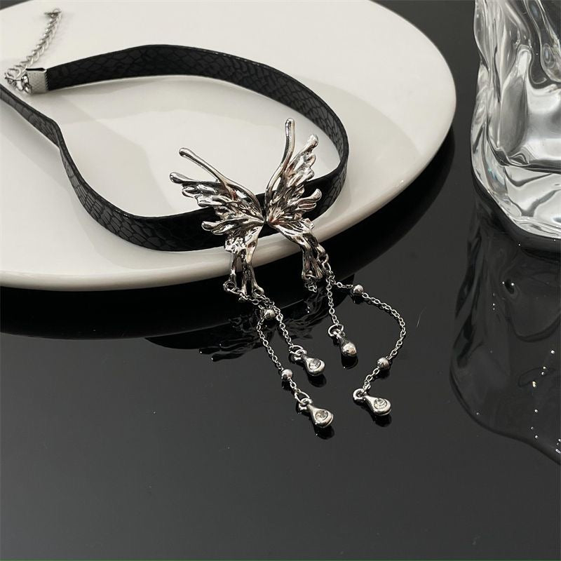 Rizznova Butterfly Leather Choker Necklace