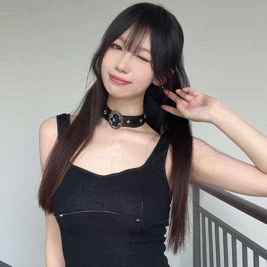 Rizznova Gothic Punk Star Pendant PU Leather Choker Necklace