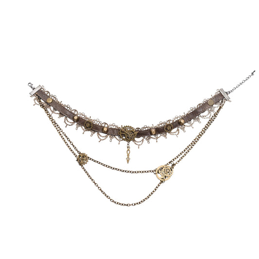 Rizznova Gothic Punk Steampunk Vintage PU Leather Choker Necklace