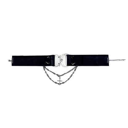 Rizznova Gothic Punk PU Leather Choker with Metal Chains & Studs
