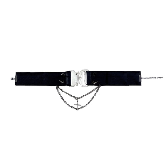 Rizznova Gothic Punk PU Leather Choker with Metal Chains & Studs