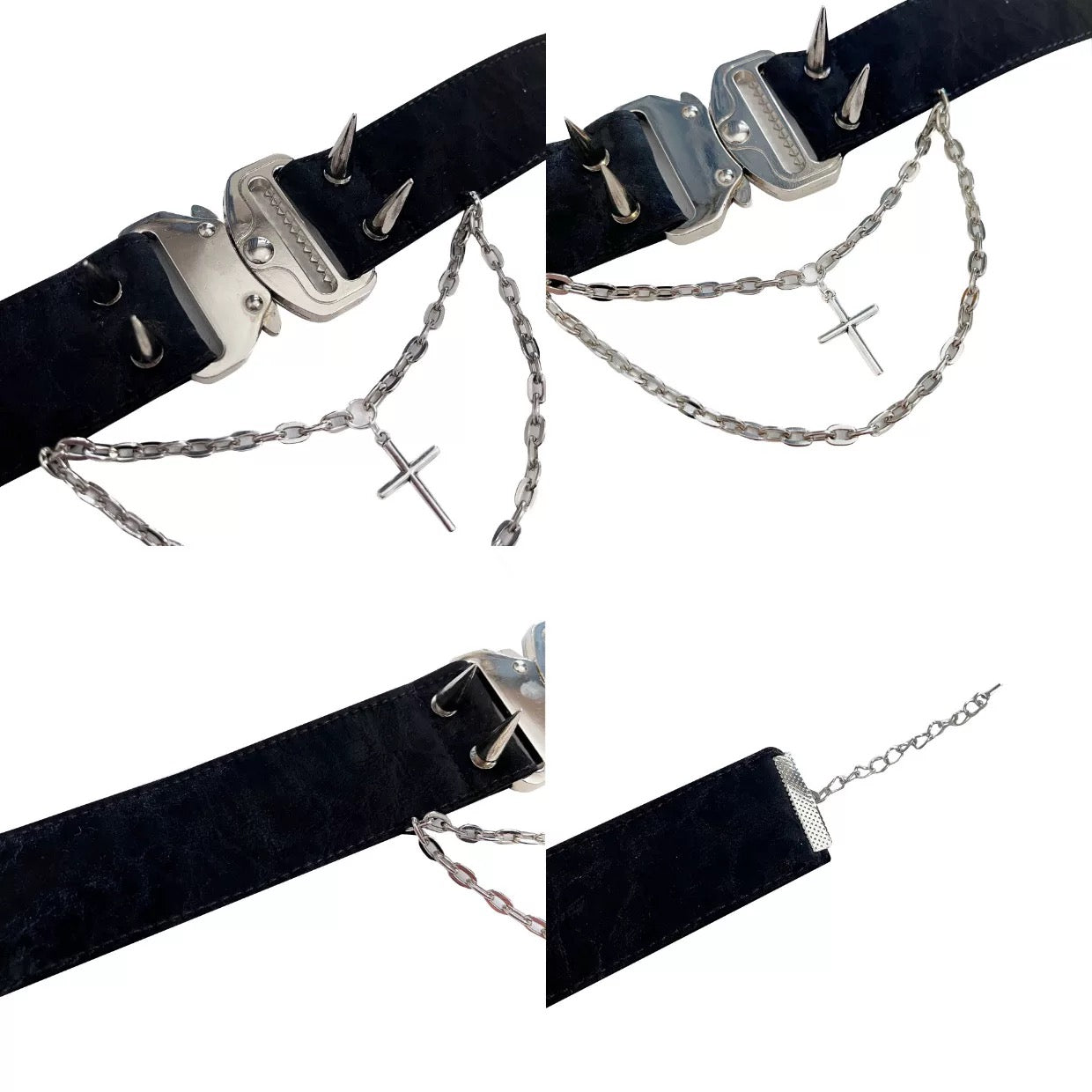 Rizznova Gothic Punk PU Leather Choker with Metal Chains & Studs