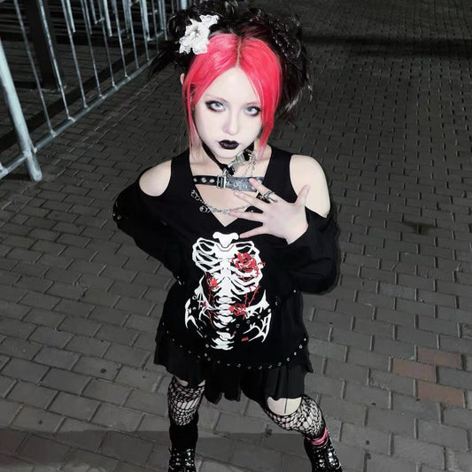 Rizznova Gothic Punk PU Leather Choker with Metal Chains & Studs