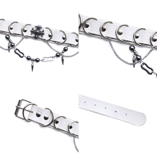 Rizznova Gothic Punk PU Leather Choker with Heavy Metal Hardware