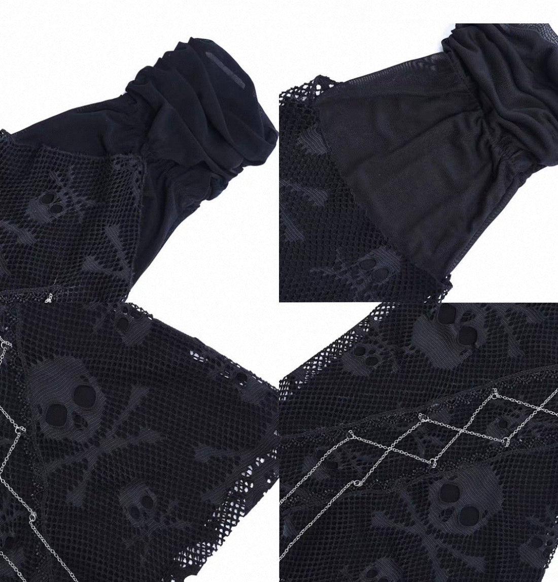 Skull Mesh Over-Knee Leg Warmers back closure view