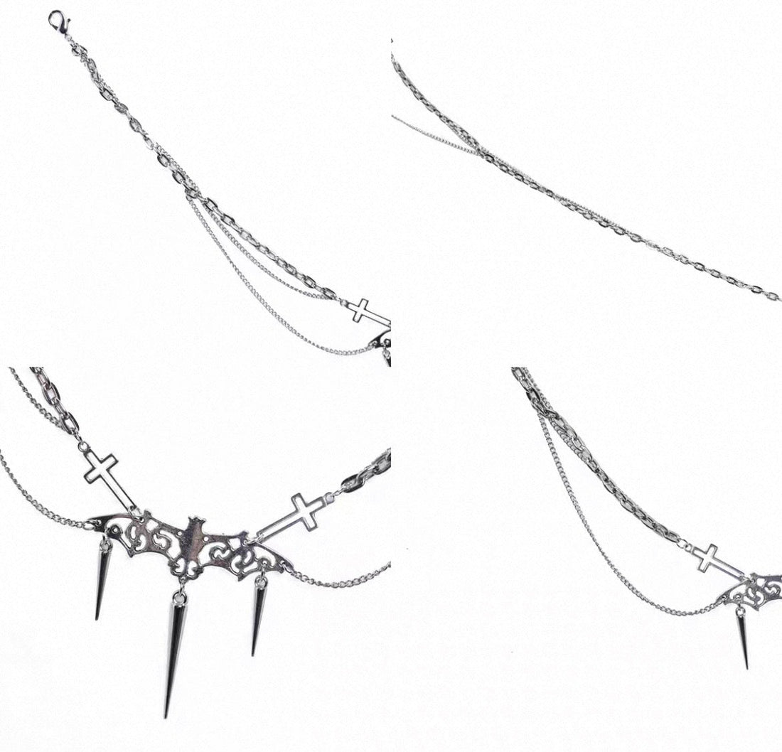 Cross Pendant Collar Chain back closure view