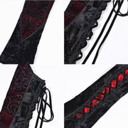 Black-Red Velvet Lace-Up Gloves product image 5