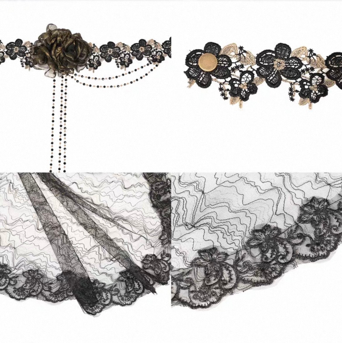 Black Floral Lace Veil Headpiece product image 5