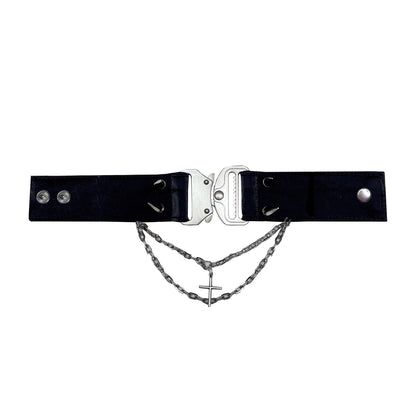 Rizznova Gothic Punk PU Leather Wristband with Metal Chains & Studs