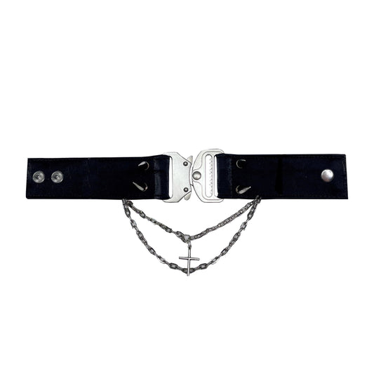 Rizznova Gothic Punk PU Leather Wristband with Metal Chains & Studs