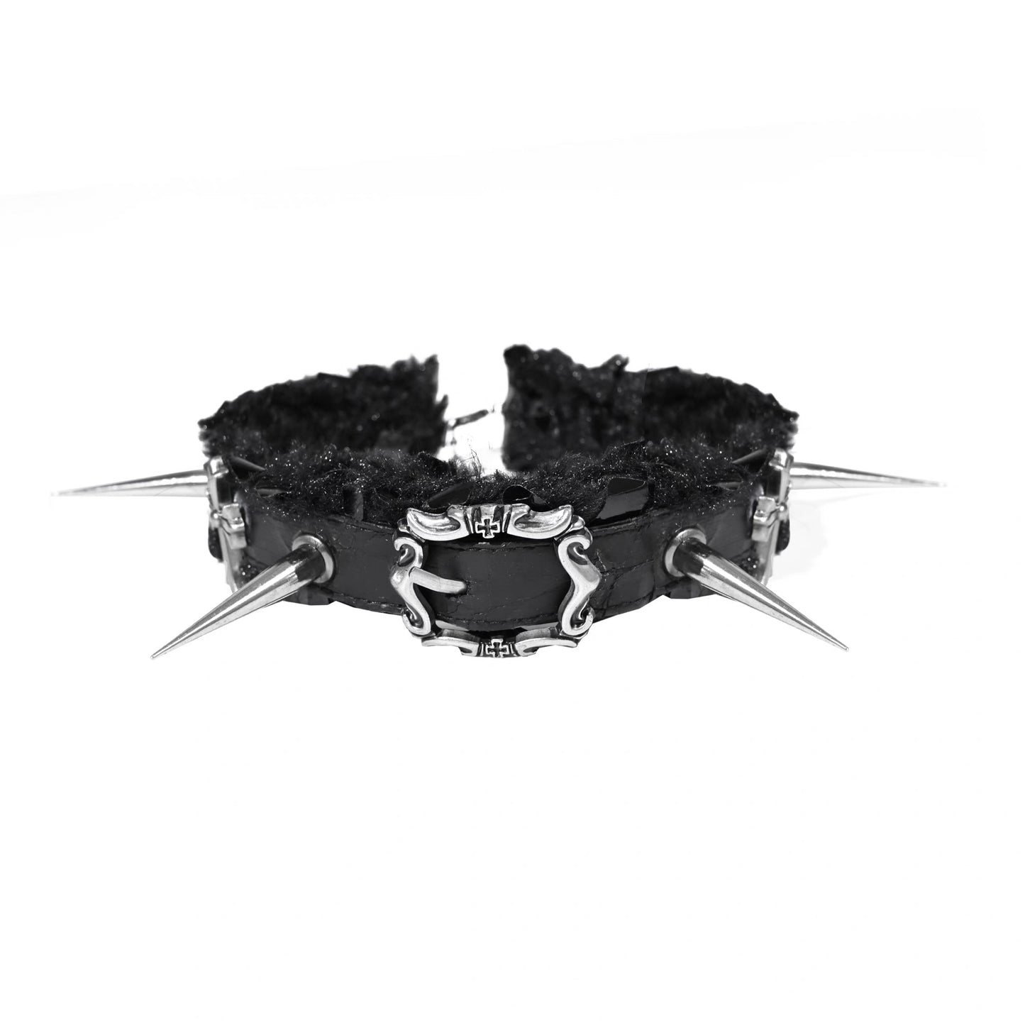 Rizznova Gothic Punk Snake-Pattern PU Leather Choker with Studs & Cross Pendant