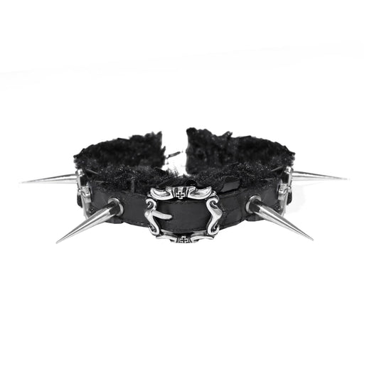 Rizznova Gothic Punk Snake-Pattern PU Leather Choker with Studs & Cross Pendant