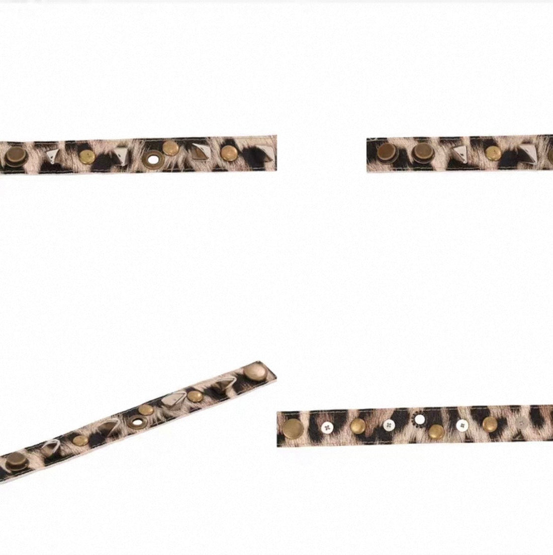Brown Leopard Studded Choker back closure view
