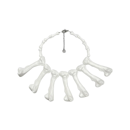 Rizznova Alt Gothic Punk Bone-Inspired Heavy PU Leather Choker Necklace