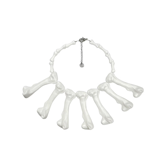 Rizznova Alt Gothic Punk Bone-Inspired Heavy PU Leather Choker Necklace