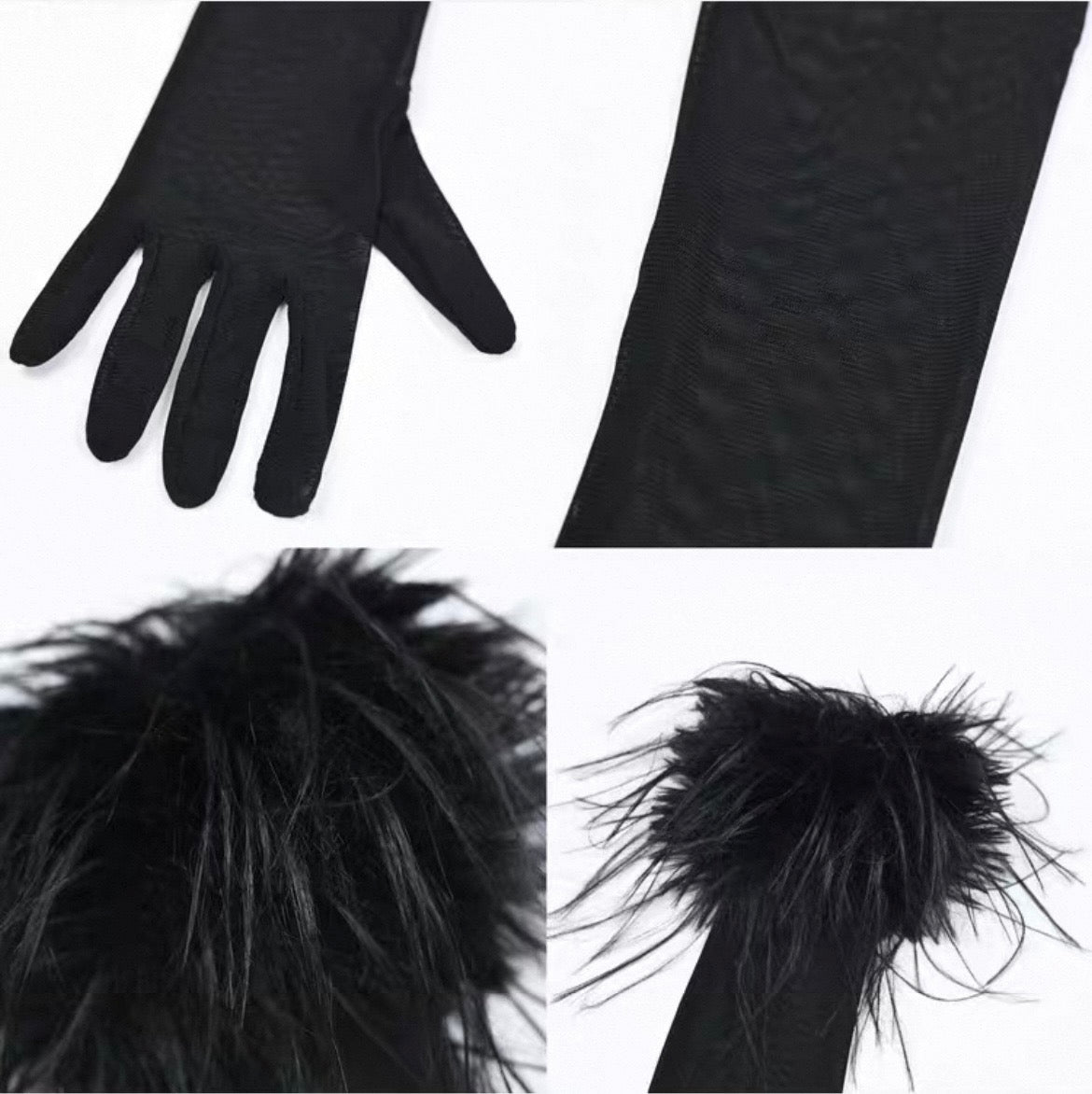 Black Faux-Fur Arm Warmers product image 5