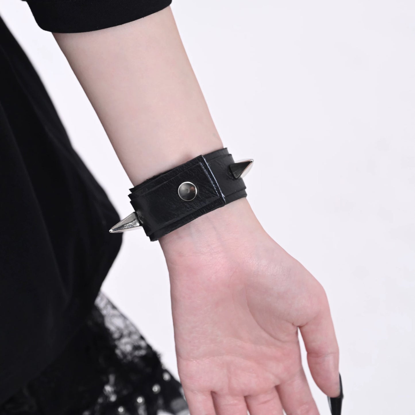 Rizznova Alt Gothic Punk PU Leather Studded Wristband Bracelet