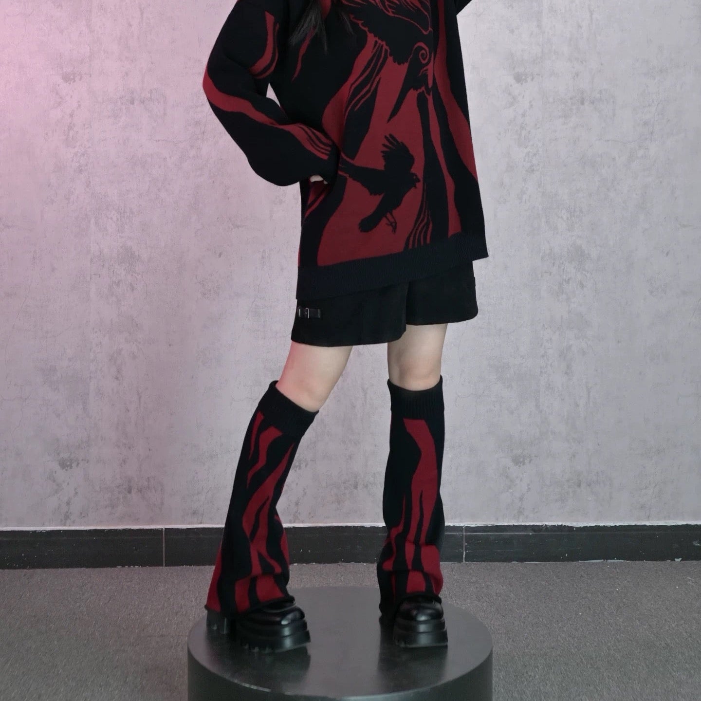 Original Red Black Contrast Leg Warmers