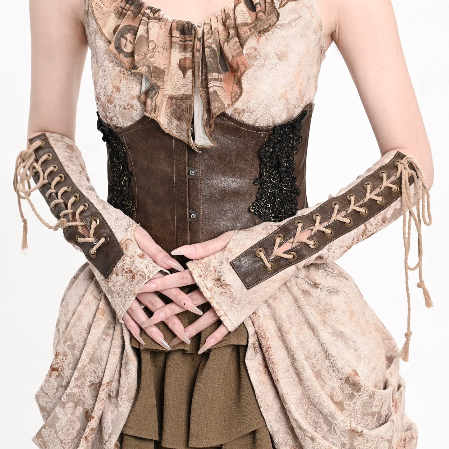 Vintage Steampunk Lace-Up Arm Sleeves