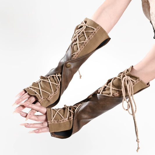 Dark Brown Steampunk Arm Sleeves