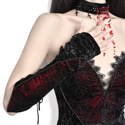 Gothic Velvet Lace-Up Arm Sleeves