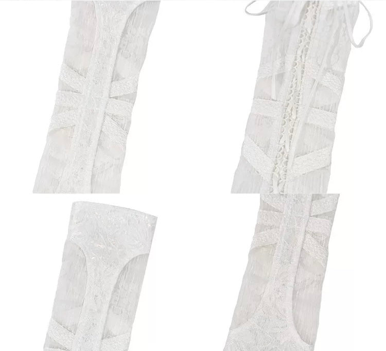 White Gothic Skeleton Lace Arm Sleeves