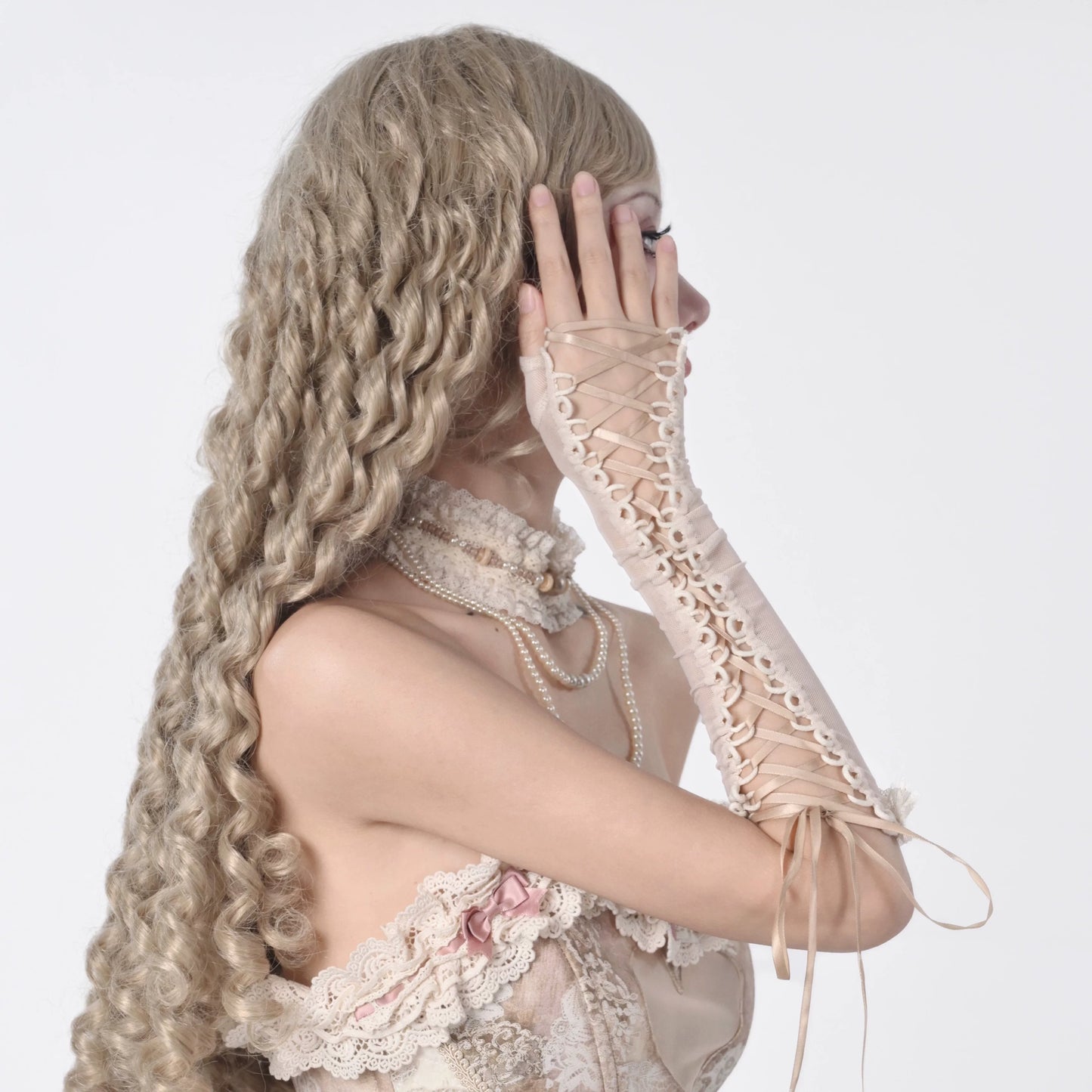 Vintage Lace-Up Mesh Arm Sleeves