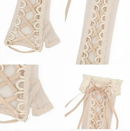 Vintage Lace-Up Mesh Arm Sleeves