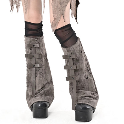 Distressed Layered Brown Leg Warmers