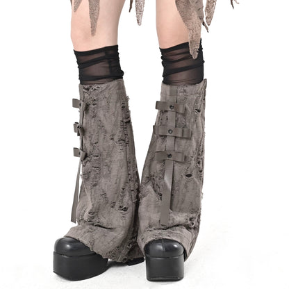 Distressed Layered Brown Leg Warmers