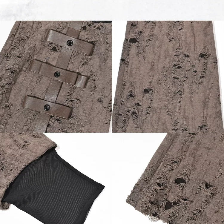 Distressed Layered Brown Leg Warmers