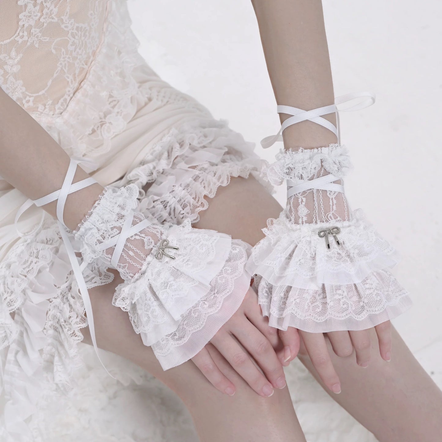 Ballet Lace-Up Sheer Arm Sleeves