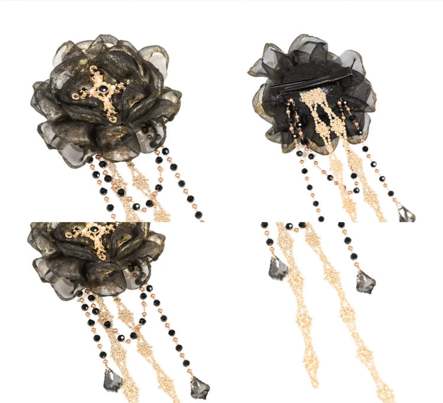 Baroque Rose Cross Hair Clip