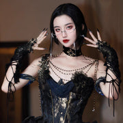 Black Velvet Multi-Chain Shoulder Choker